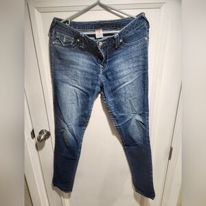True Religion Jenny Curvy MidRise Blue Skinny Jeans Size 32